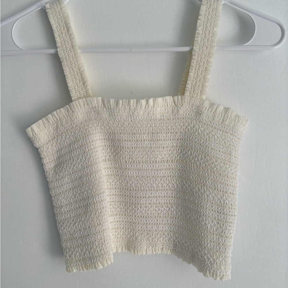 Cream Smocked Women's Top